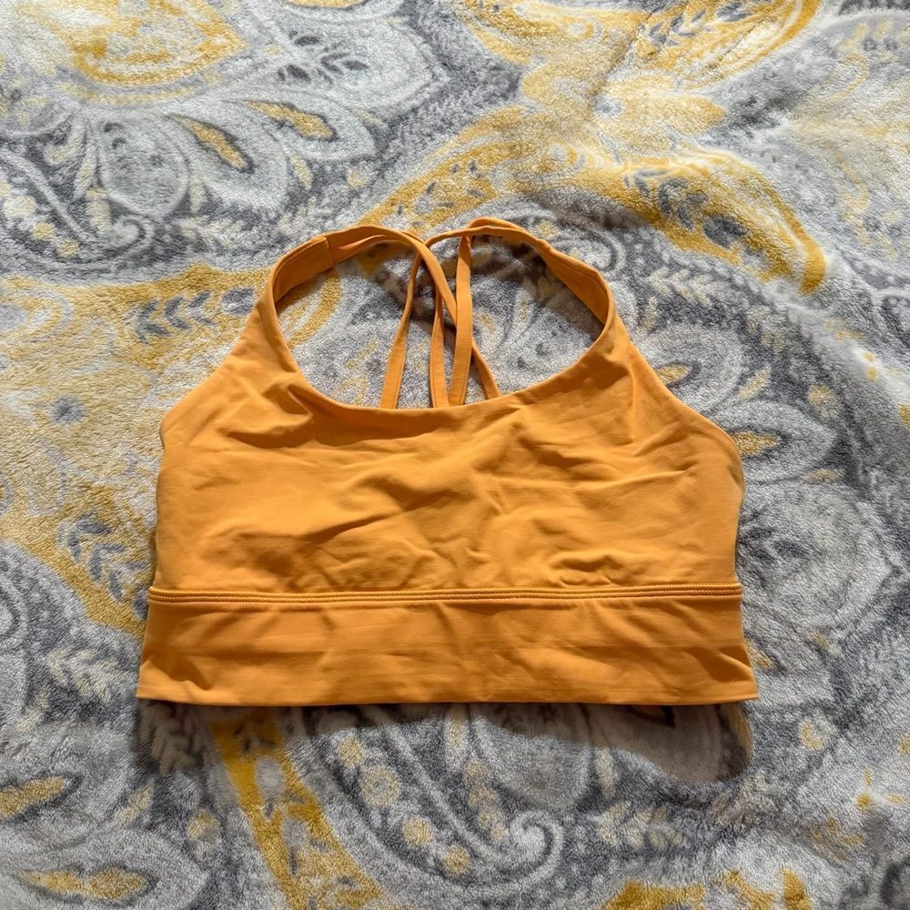 Lululemon orange energy bra long line size 8